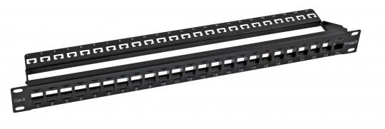 19" ECOLAN 1HE Patchfeld zur Aufnahme von 24x Keystone-Module schwarz 