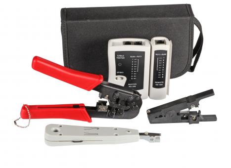 Werkzeugset Netzwerktechnik4-teilig, mit Tasche 