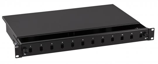 Spleißbox 12ST-Front, festRAL9005, 1HE 