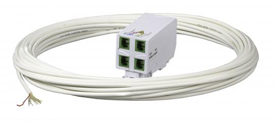 FTTH Hutschienenadapter,4x SC/APC Kupplung, Laser-schutz integriert,30m Drop Cable vorkonfektioniert 