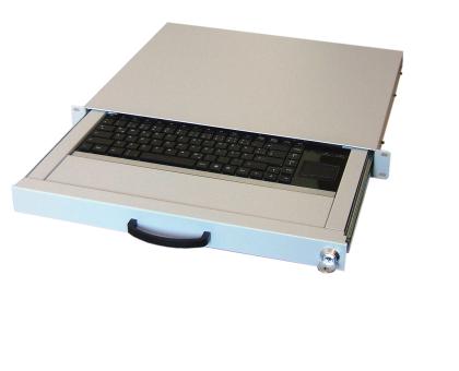 19" 1HE Tastaturschublade inkl.  US Tastatur,Touchpad m. 2 Tasten, Anschl. USB, RAL9005 