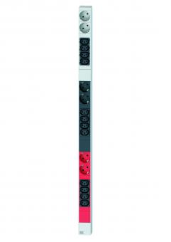 Steckdosenleiste vertikal  12 x C13 + 6 x CEE 7/73-phasig, 3.0 m H05VV-F 5G 2.5 mm², CEE 16 A rot 