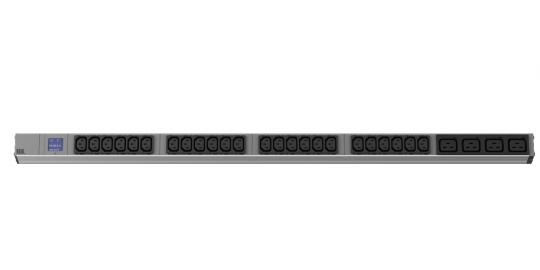 PDU Vertikal BN500 24xC13 4xC19 230V 16A mit Leistungsmess. (Disp.) Zuleitung 3 m H05VV-F 3G 2,5 mm² 