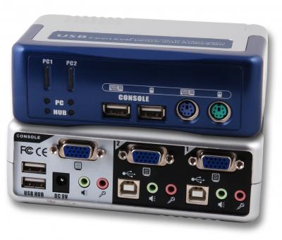 4-Port KVM Switch PS/2-USB-Audio-USB2.0 Hub incl. Kabelset 
