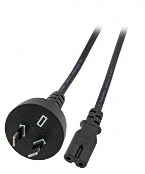 Netzleitung Australien-C7 180°,schwarz, 1.8 m, 2 x 0.75 mm² 