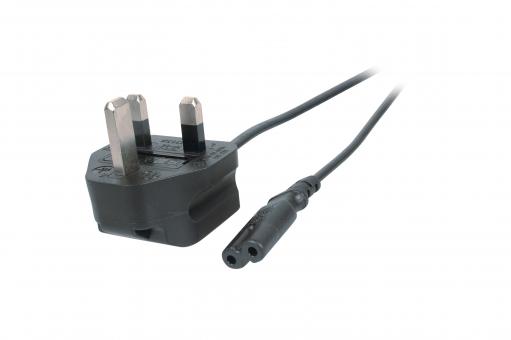 Netzleitung UK BS1363A-C7 180°, schwarz, 1.8 m, 2 x 0.75 mm² 