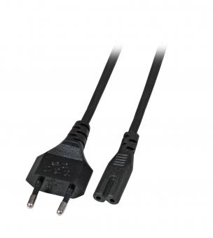 Netzleitung Euro-C7 180°, schwarz, 3 m, 2 x 0.75 mm² 