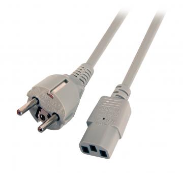 Netzleitung CEE 7/7 180°-C13 180° grau, 3 m, 3 x 1.00 mm² 