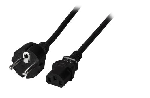 Netzleitung CEE 7/7 180°-C13 180°, schwarz, 3 m, 3 x 1.00 mm² 