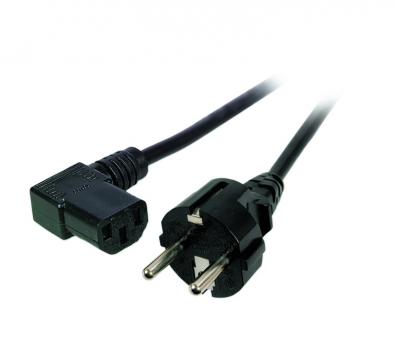 Netzleitung CEE 7/7 180°-C13 90°, schwarz, 3 m, 3 x 1.00 mm² 