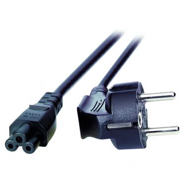 Netzleitung CEE 7/7 90°-C5 180°, schwarz, 3 m, 3 x 1.00 mm² 