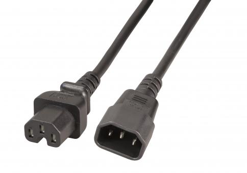 Netzkabel Kaltgerätestecker C14 aufWarmgerätebuchse C15, gerade, 1m 