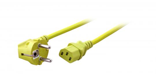 Netzkabel CEE 7/7 90° - IEC C13(Kaltger.), 1.8 m, gelb 
