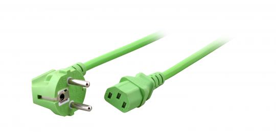 Netzkabel CEE 7/7 90° - IEC C13(Kaltger.), 1.8 m, grün 
