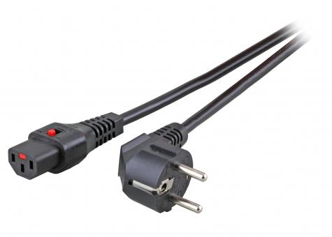 Netzkabel CEE 7/7 - C13mit IEC Lock, schwarz, Länge 1,5 m 