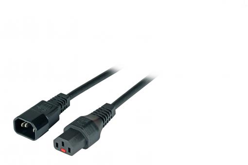 Kaltgeräteverlängerung C13-C14mit IEC Lock, schwarz, Länge 1 m 