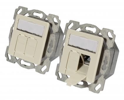 Datendose Cat.6a 500MHz o/u,UP, 2xRJ45, RAL9010 