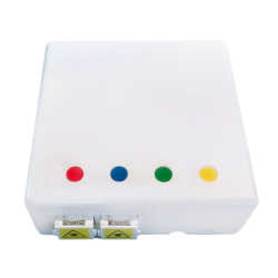 FTTH Box für 4 Kupplungen SC-S oder LC-D 80x80 mit Kabelführung, Crimpversion 