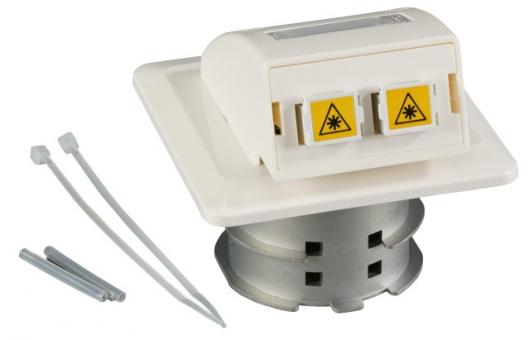 FO Datendose UP, 2 SC-S Kupplungen OS2 mit Shutter, integrierter Spleißhalter 