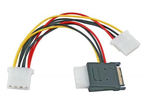 SATA Stromkabel SATA 15P PCB+4 Pin Buchse / 2x 4Pin Buchse 