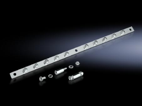 EMV-Schirmschiene, aus Bandstahl, Schienenlänge 550 mm, Anschlüsse 16 