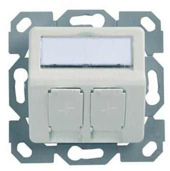 Modul-Aufnahme 50x50 UP/50 2-fach aufbauend für BR, 30° Auslass, perlweiß, unbestückt 
