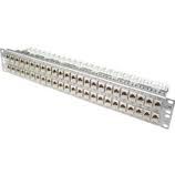 19" Patchfeld 1,5HE    E-DAT modul  incl. 48 x CAT6A module,  Edelstahl 