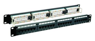 Patchpanel 24xRJ45 Cat.5e UTPschwarz, 180° 