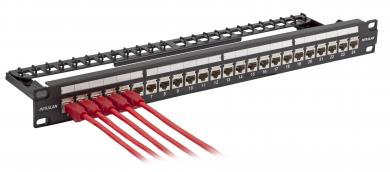 24-Port Patch-Panel Cat.6A 19" 1HE bestückt mit Einbauadapter 