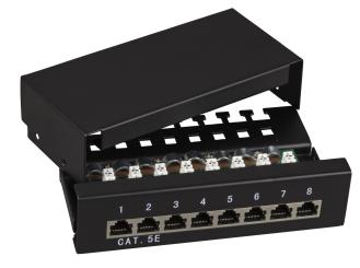 Mini-Patchpanel 8xRJ45S Cat.5e RAL9005 