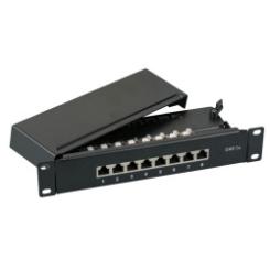 Mini Patchpanel 8xRJ45 Cat.6A, 1HE 10",Wandbefestigung o. Hutschiene,RAL7035 