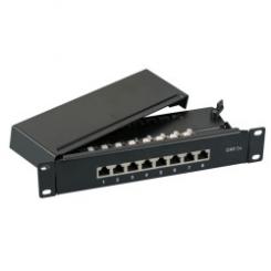 Mini Patchpanel 8xRJ45 Cat.6A, 1HE 10",Wandbefestigung o. Hutschiene,RAL9005 