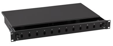 Spleißbox 12SC-simplex-Frontfest, RAL9005, 1HE 