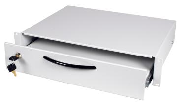 Tastaturschublade 2HE, RAL9005abschliessbar mit 2 Schlüsseln 