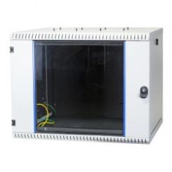 19" Wandgehäuse 12HE, Tiefe 500 mm, schallgedämmtmit Silent-Lüftern, Akustikschaum, RAL7035 