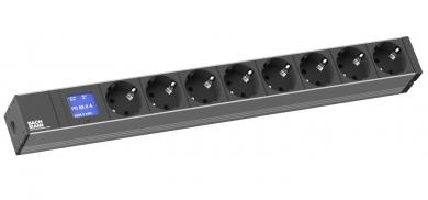 19" 1HE PDU BN500 8xCEE 7/7 mit Leistungmessung(Display), Zuleitung 2 m H05VV-F 3G 1,5 mm² 