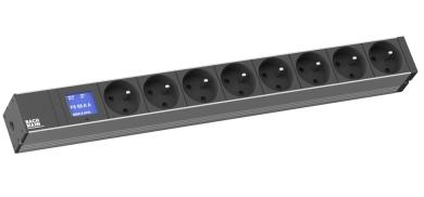PDU 19" 1HE BN500 8 x UTE mit Leistungsmessung(Display), Zuleitung 2 m H05VV-F 3G 1,5 mm² 