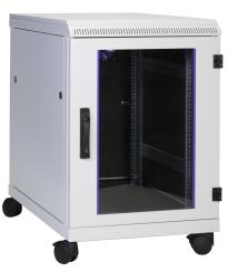 19" Netzwerkschr. 15HE, schallgedämmt, Bürodesign,inkl. Silent-Lüfter, Akustikschaum, RAL7035 