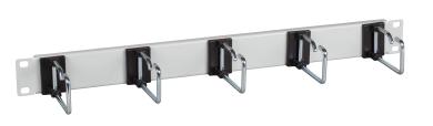 19" 1HE Kabelführungspanel, 5 x Stahlbügel 75 mm,Frontblende RAL7035 