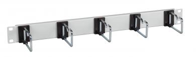 19" 1HE Kabelführungspanel, 5 x Stahlbügel 75 mm,Frontblende RAL9005 