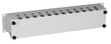 Kabelführung 19", 2HE, RAL7035mit Abdeckung 