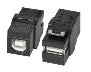USB2.0 Snap-In Adapter schwarzBuchse Serie A/Buchse Serie B 