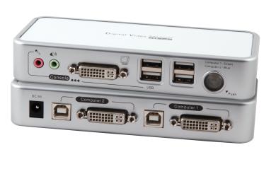 4-Port KVM Switch USB-DVI-D/A-Audio-USB2.0Hub incl. Kabelset 