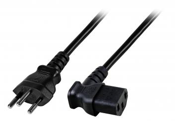 Netzleitung Schweiz-C13 90°,schwarz, 1.8 m, 3 x 0.75 mm² 