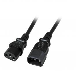 Kaltgeräteverlängerung C13-C14St-Bu,schwarz, 1 m, 3x0.75mm² 