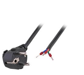 CEE 7/7 90° - Open End AE3 m, 3 x 1.00 mm², schwarz 