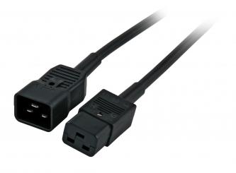 Kaltgeräteverlängerung C20-C19St-Bu,schwarz, 1m, 3x1.50mm² 