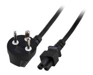 Netzleitung Dänemark 90°-C5 180°,schwarz, 1,8 m, 3x0.75mm² 