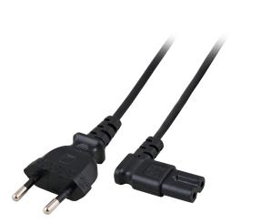 Netzleitung Euro-C7 90° r/l,schwarz, 2 m, 2 x 0.75 mm² 