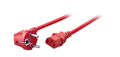 Netzkabel CEE 7/7 90° - IEC C13(Kaltger.), 1.8 m, rot 